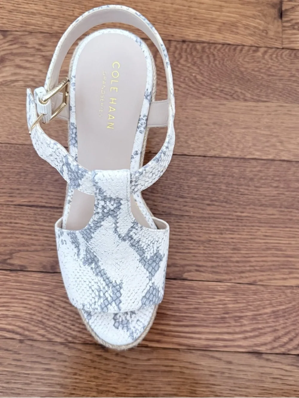Cole Haan White Snake-Print Wedge Sandals size 6.5